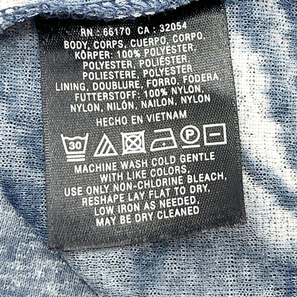 ANTHROPOLOGIE POSTMARK Women’s GATHERED MESH Peplum Top Purple Blue Watercolor S - Picture 6 of 7